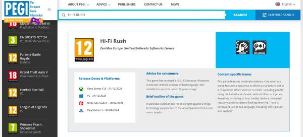 В Европе выдали возрастной рейтинг версии Hi-Fi Rush для Nintendo Switch